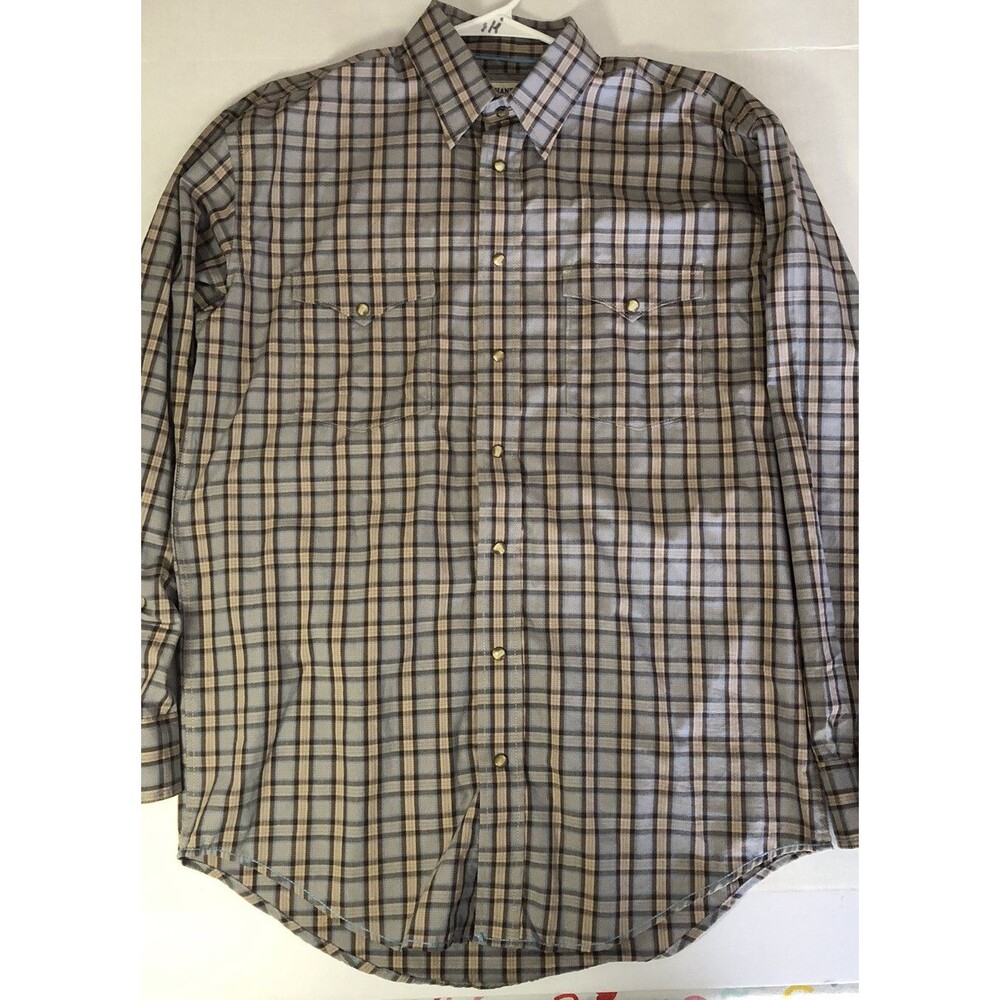 Panhandle Rough Stock Pearl Snap Mens Shirt Size M Long Sleeve Multi Color Texas